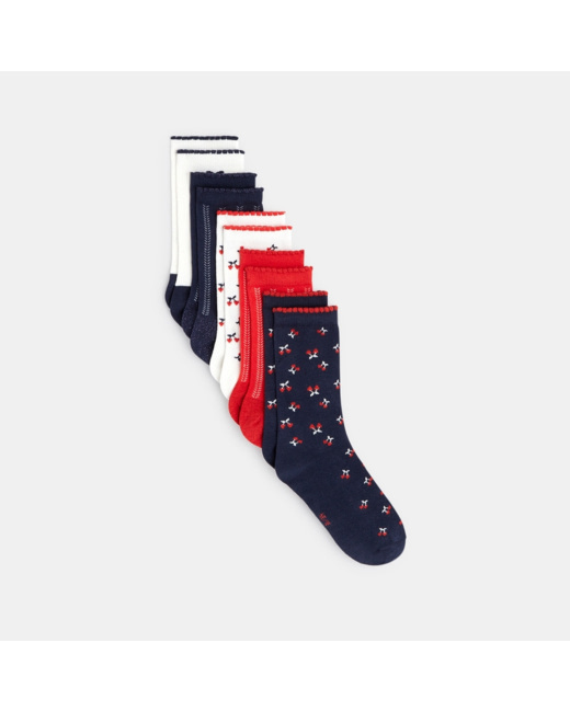 Chaussettes fantaisie (lot de 5) rouges fille