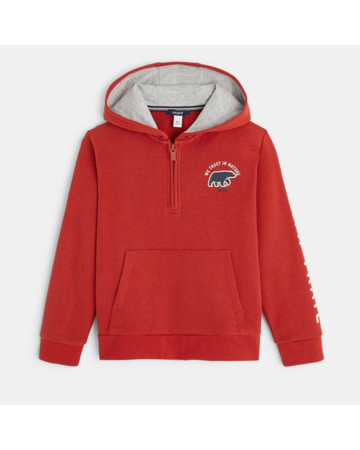 Sweat-shirt à capuche orange garçon
