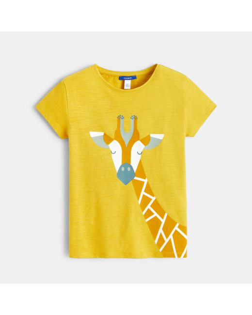 T-shirt motif girafe jaune fille
