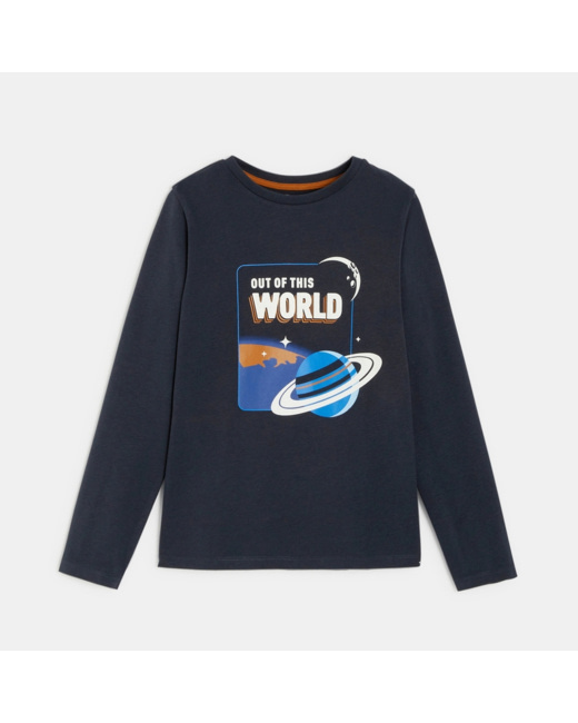 T-shirt à message "out of the world" gris garçon