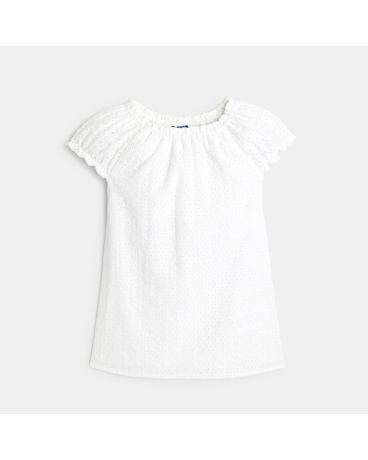 Blouse en broderie anglaise blanche fille