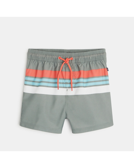 Short de bain rayé vert garçon