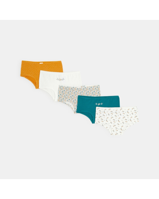 Boxers fantaisie en jersey (lot de 5) jaune fille