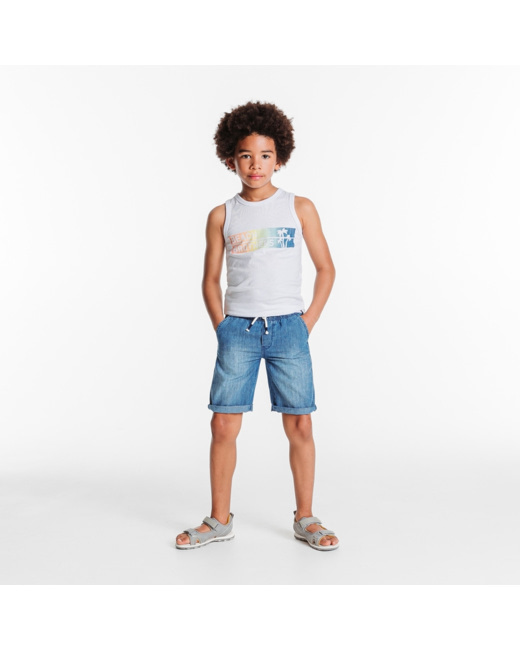 Bermuda slim en jean bleu garçon