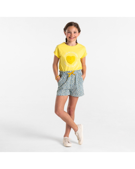 Short en jersey imprimé jaune fille