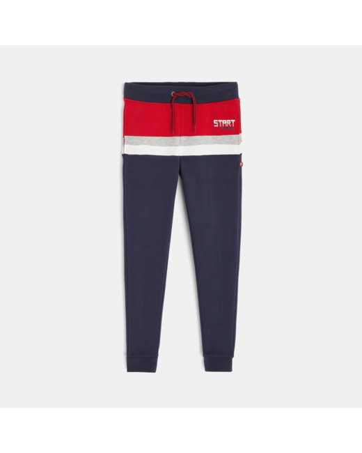 Jogging en coton piqué bleu garçon