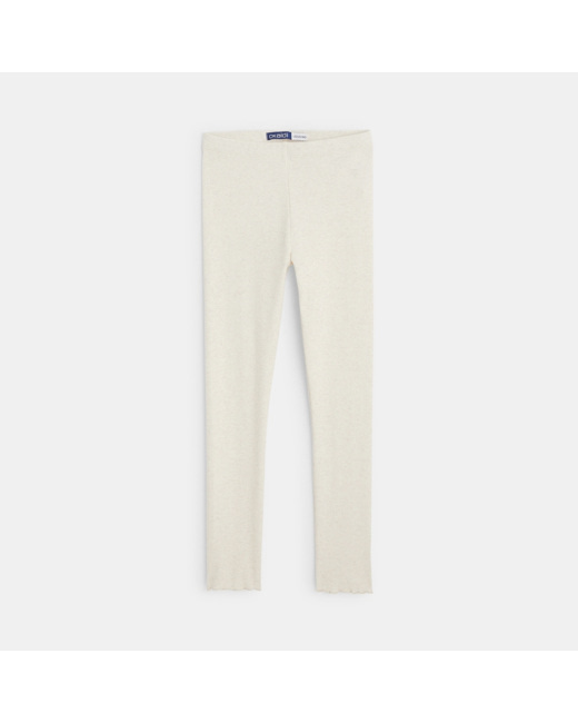 Leggings unis en jersey doux beige fille