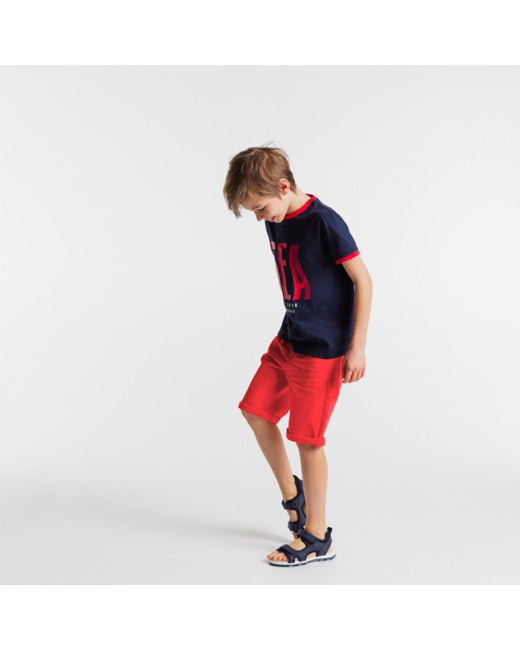 Bermuda slim en toile hyper-stretch rouge garçon