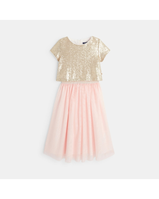Robe tutu et top à sequins 2 en 1 rose fille