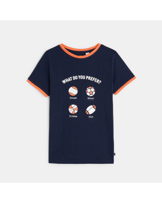 T-shirt sport à message "What do you prefer" bleu garçon