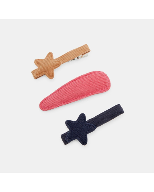 Pinces crocodile en velours (lot de 3) rose fille