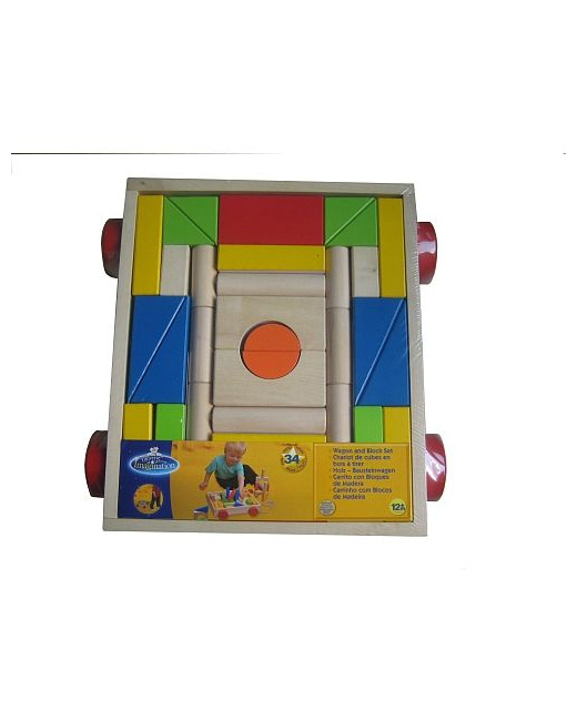 Chariot de cubes en bois à tirer