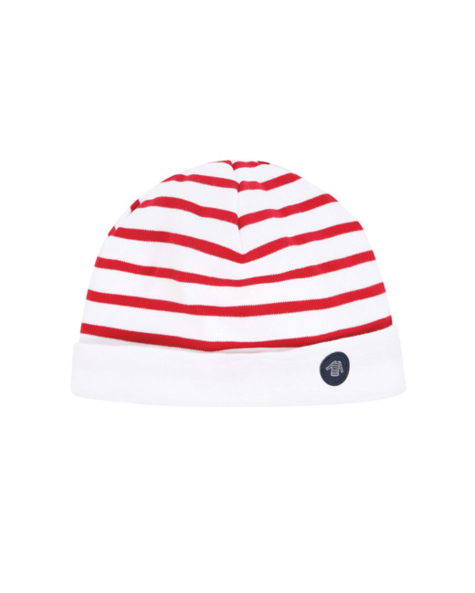 Bonnet "Morgan" Kids - Coton Épais - Blanc/Braise