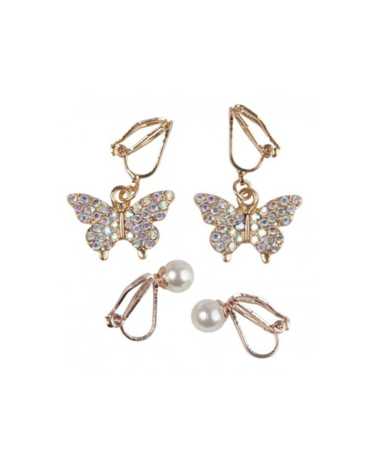 Boucles d'oreilles clip papillon - 2 ensembles