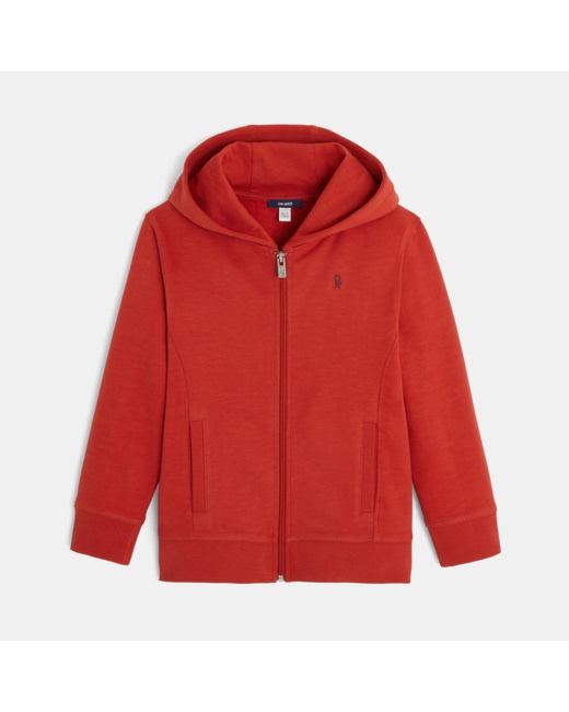 Sweat-shirt uni à capuche orange garçon