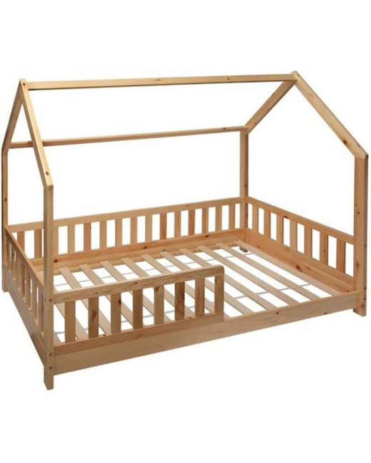 Lit cabane enfant en bois ficelle