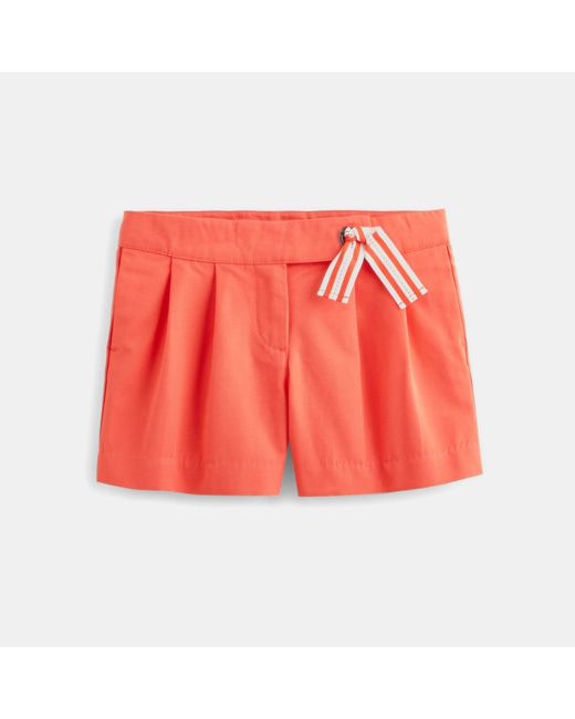 Short toile uni violet fille