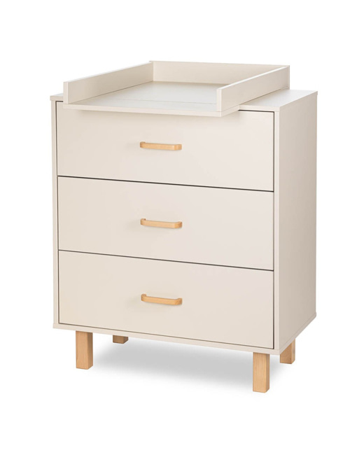 Commode bébé en bois de hêtre 3 tiroirs avec plan à langer Laura