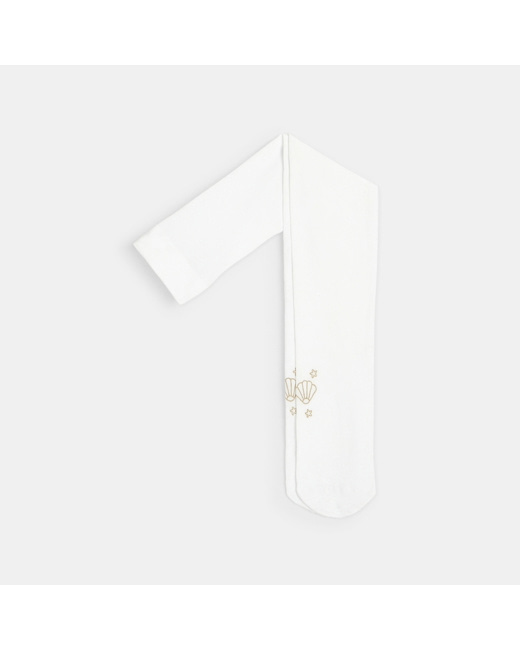 Collants nylon étoiles dorées blancs fille