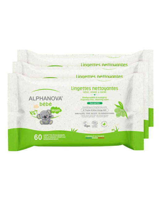 Lingettes nettoyantes sans parfum