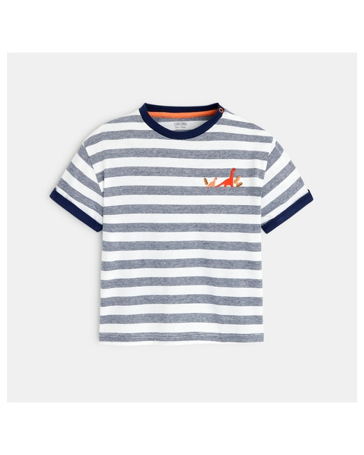 T-shirt rayé dinosaures brodés