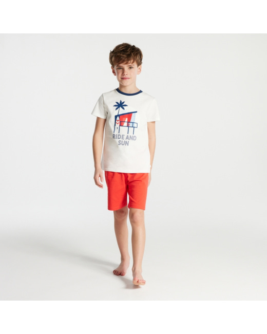 Pyjama-short 2 pièces en jersey rouge garçon