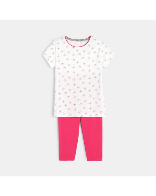 Pyjama 2 pièces motifs papillons rose fille