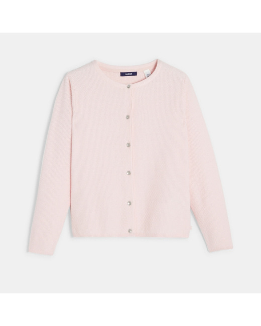 Gilet boutonné rose fille
