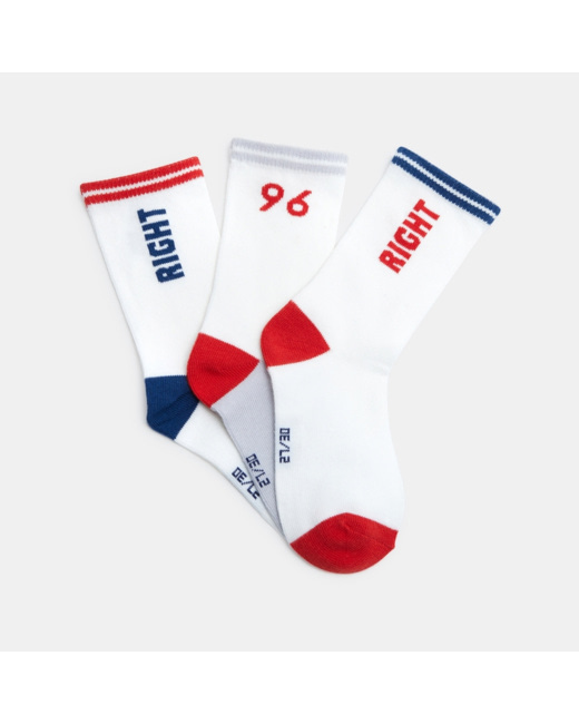 Chaussettes tricolores "96" (lot de 3) rouges garçon