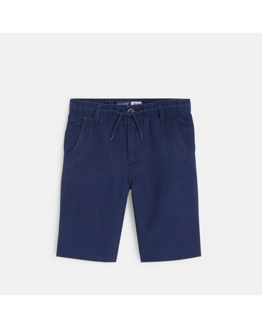 Bermuda slim en lin mélangé bleu garçon