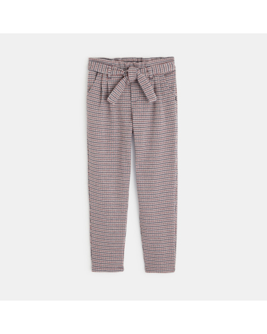 Pantalon à taille haute ceinturée rouge fille