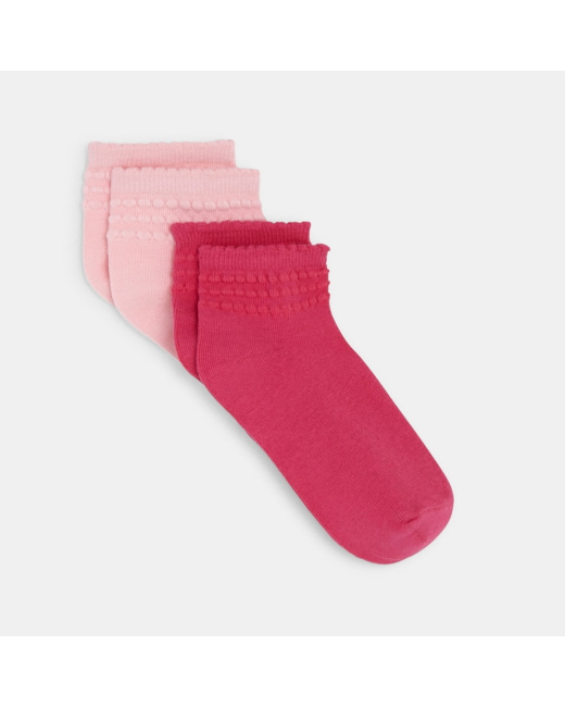 Socquettes fantaisie (lot de 2) rose fille