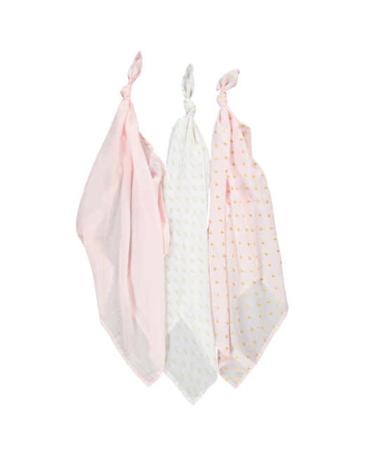 Lot de 3 langes en gaze de coton à motifs fantaisie