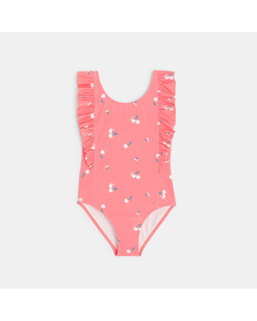 Maillot de bain 1 pièce motif cerises rose fille