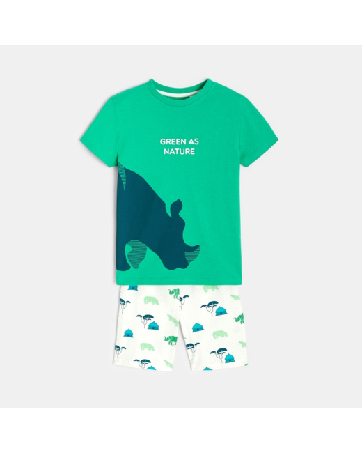 Pyjama short 2 pièces en jersey vert garçon