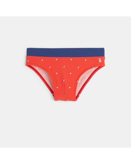 Slip de bain bicolore rouge garçon