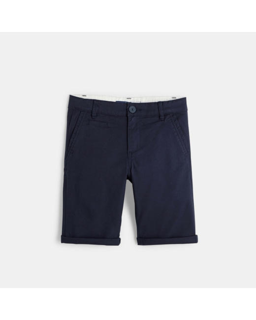 Bermuda slim en toile bleu garçon