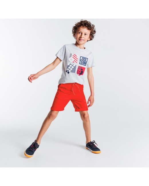 Bermuda slim en toile unie rouge garçon