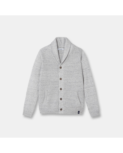 Gilet col châle gris garçon