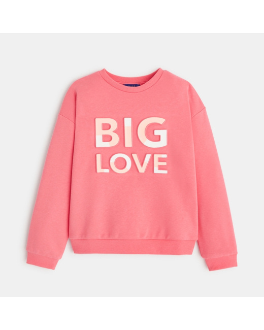 Sweat-shirt à message rose fille