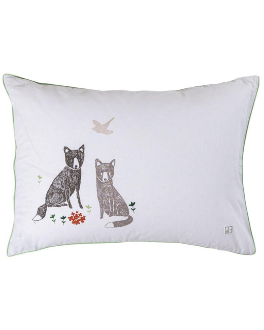 Taie d'oreiller rectangulaire pur coton biologique imprimé animaux de la forêt Orée