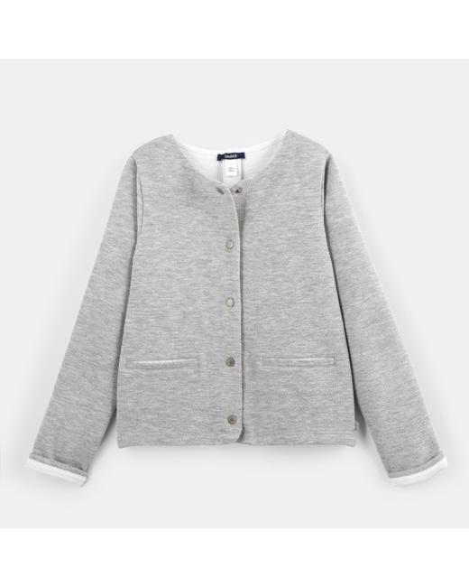 Gilet molleton pressionné gris fille