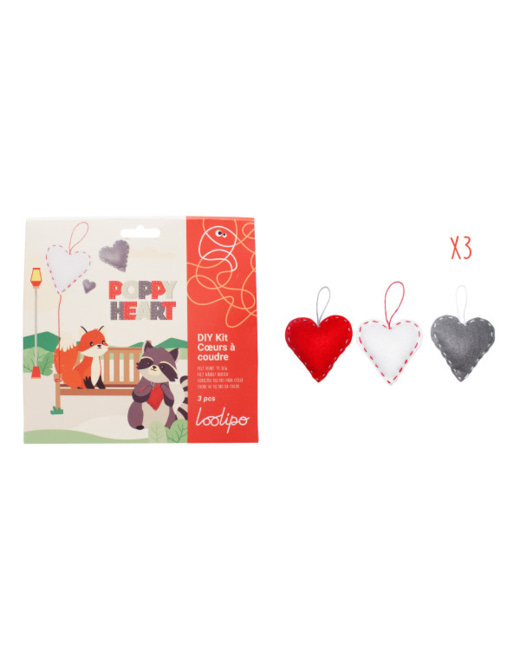 Kit à Coudre En Feutrine Cœurs - Poppy Heart