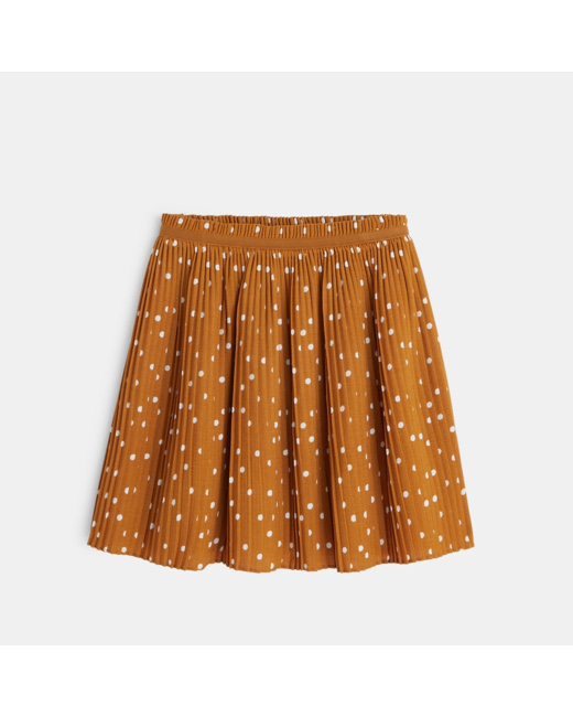 Jupe plissée à pois beige fille