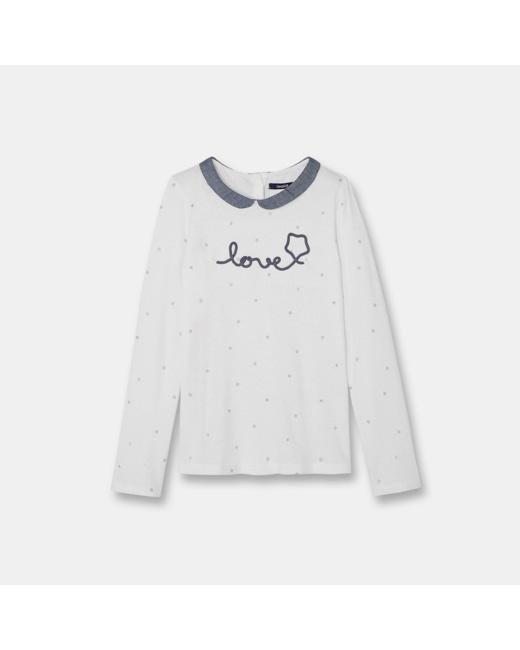 T-shirt col Claudine blanc fille