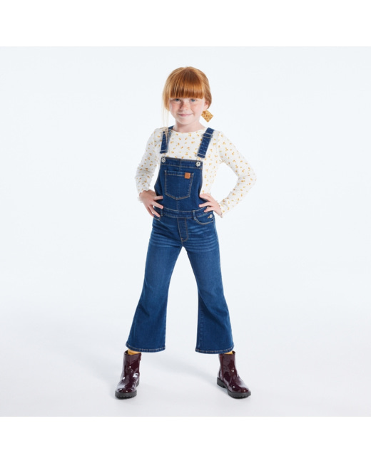 Salopette en jean flare bleue fille