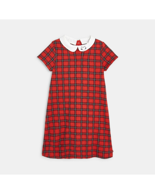 Robe à col Claudine amovible rose fille