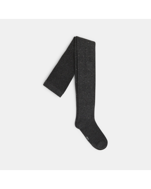 Collants chauds à petits pois gris fille