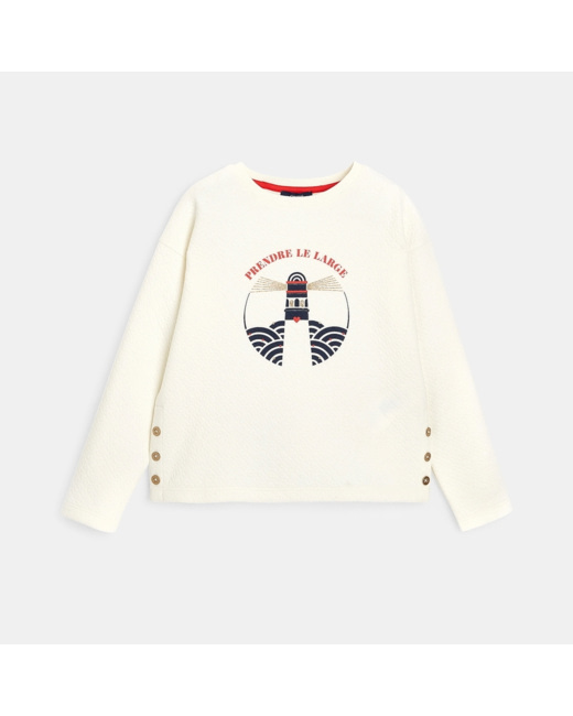 Sweat-shirt motif phare blanc fille