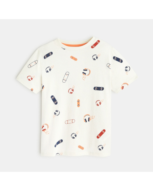 T-shirt imprimé manches courtes blanc garçon